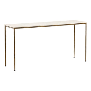 Marble Top Console Table with Forged Iron Base