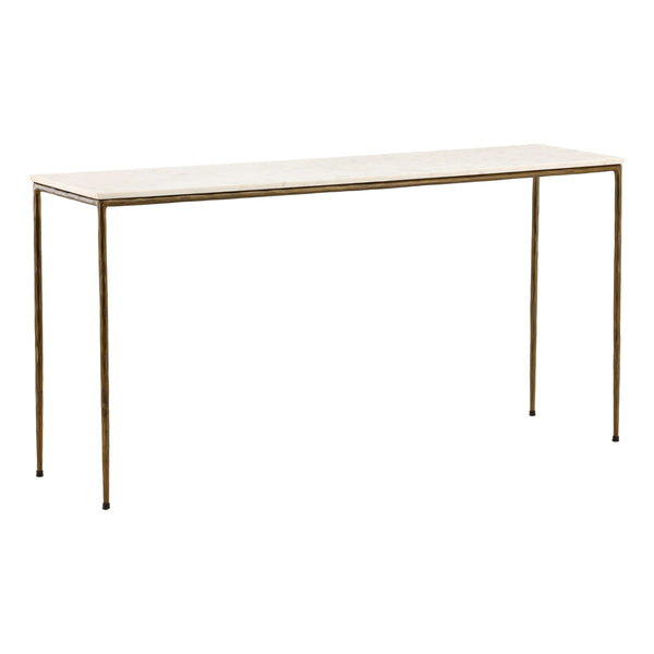 Marble Top Console Table with Forged Iron Base