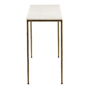 Marble Top Console Table with Forged Iron Base