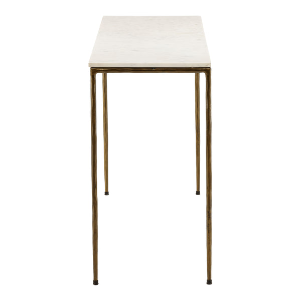 Marble Top Console Table with Forged Iron Base