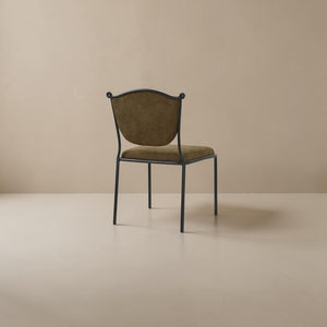 Olive Green Upholstered Wrought Iron Dining Chair