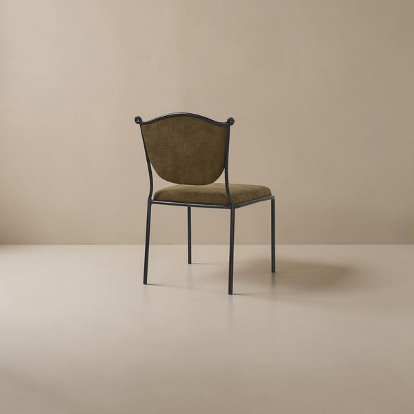 Olive Green Upholstered Wrought Iron Dining Chair