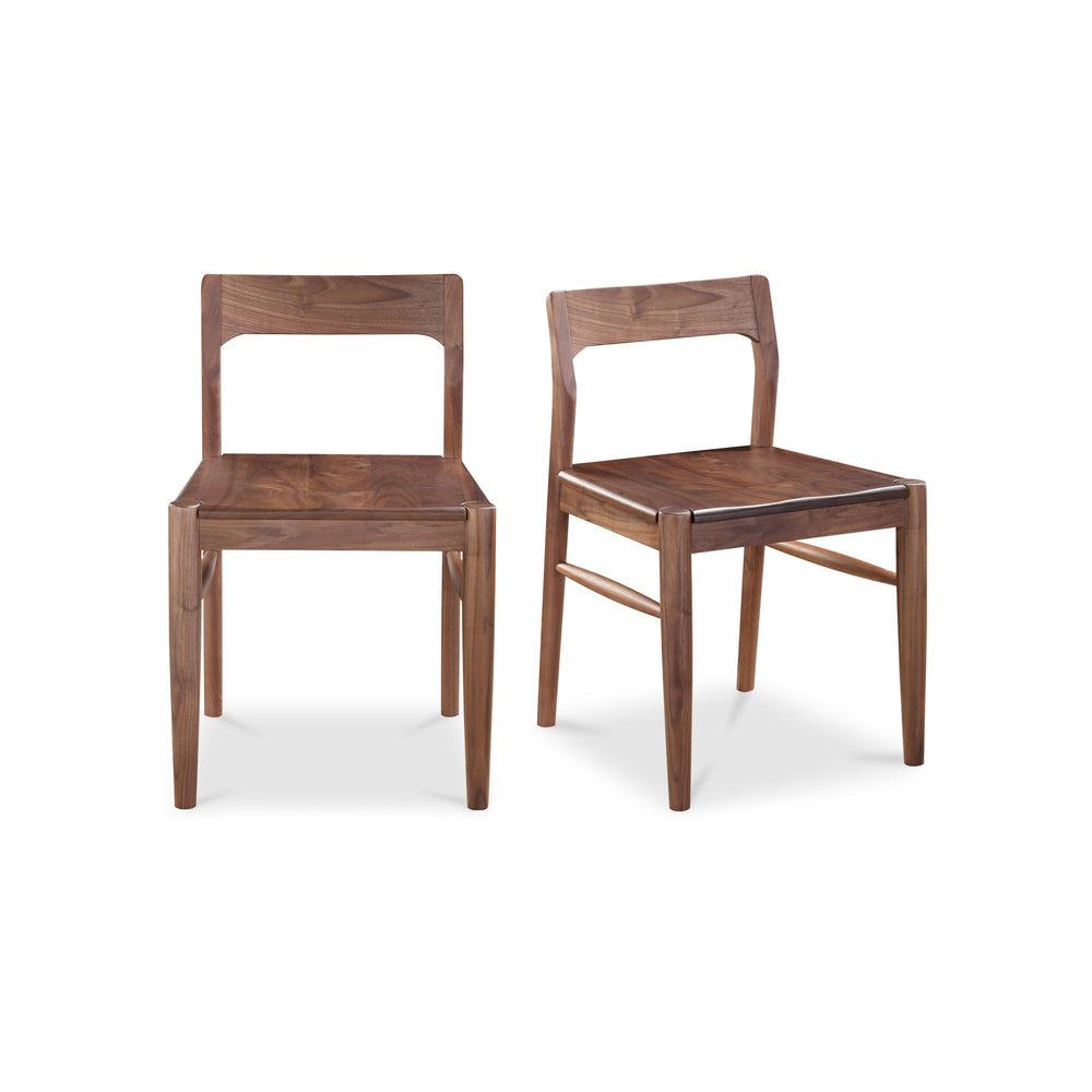 Solid Walnut Dining Chair Walnut Brown - Set Of Two