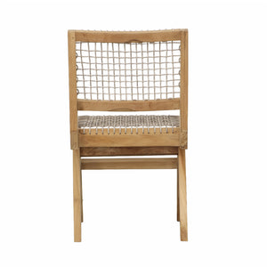 Outdoor Teak Dining Chair with Rattan