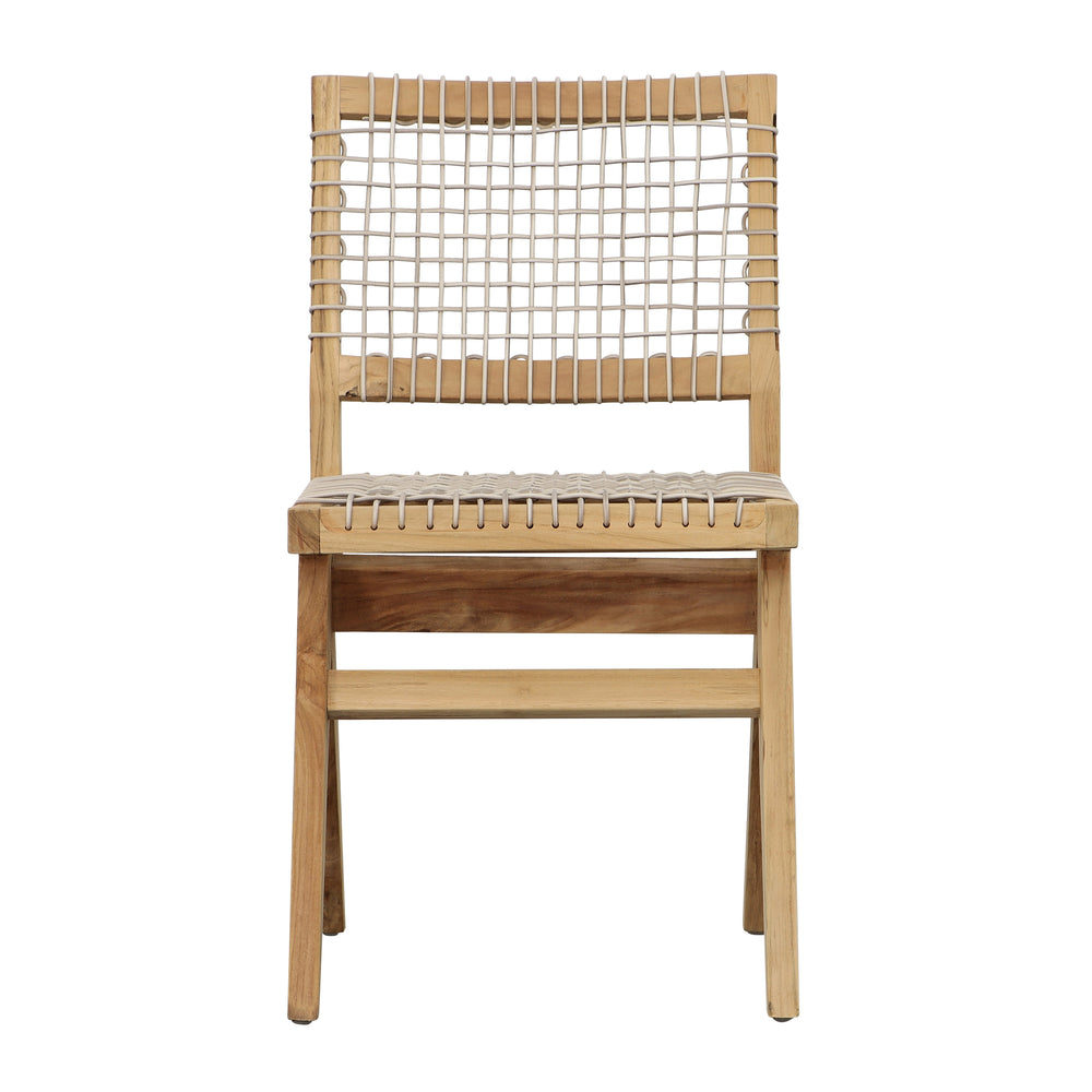 Outdoor Teak Dining Chair with Rattan