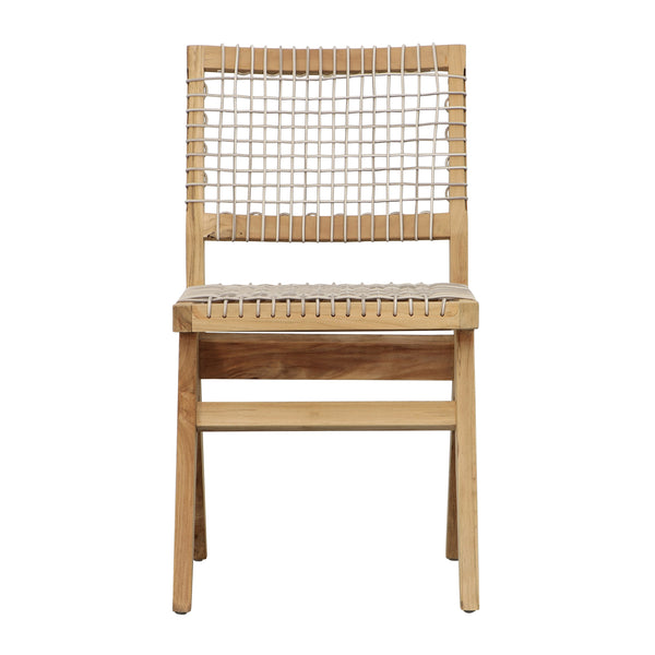 Outdoor Teak Dining Chair with Rattan