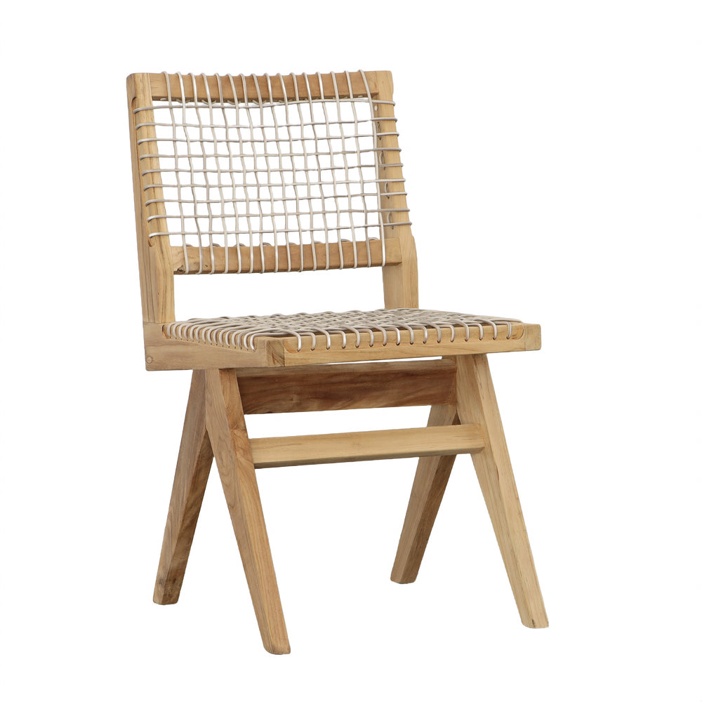 Outdoor Teak Dining Chair with Rattan