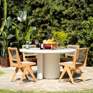 Outdoor Teak Dining Chair with Rattan