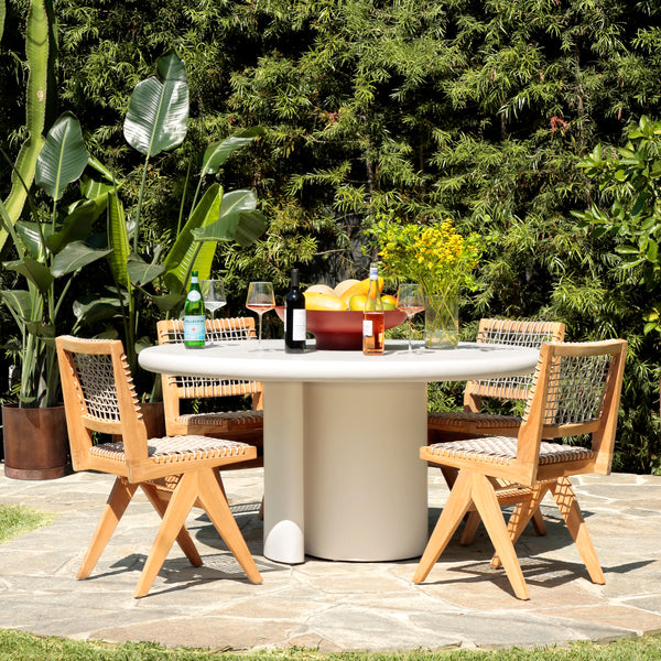 Outdoor Teak Dining Chair with Rattan