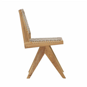 Outdoor Teak Dining Chair with Rattan