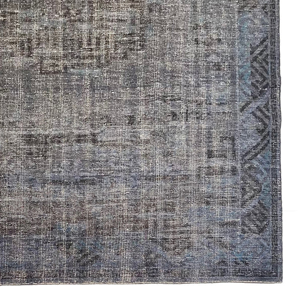 Distressed vintage turkish tribal area rug with light blue and grey tones