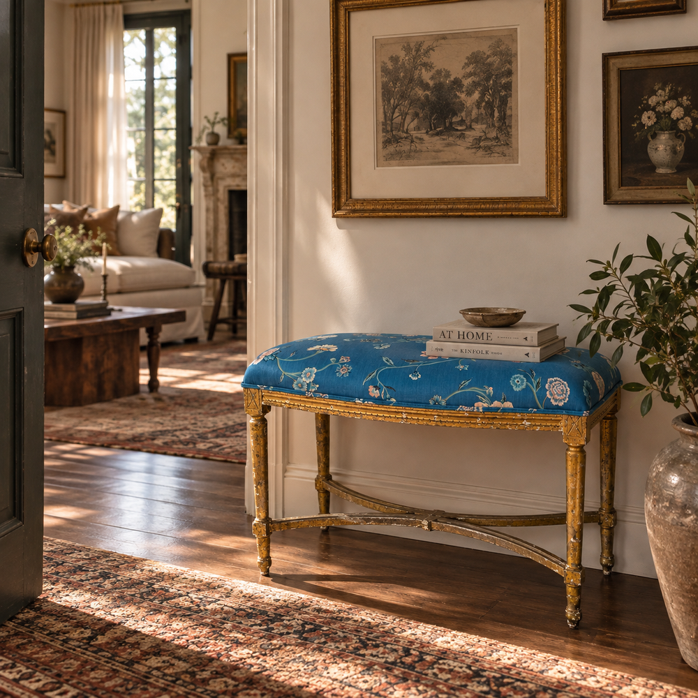 Gilded Upholstered Bench
