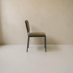 Olive Green Upholstered Wrought Iron Dining Chair