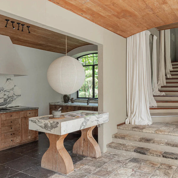 Round Linen Pendant Beige