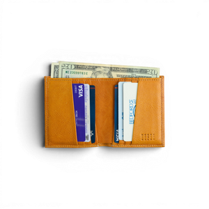 Compact Wallet Slanted Pocket Modern Saddle