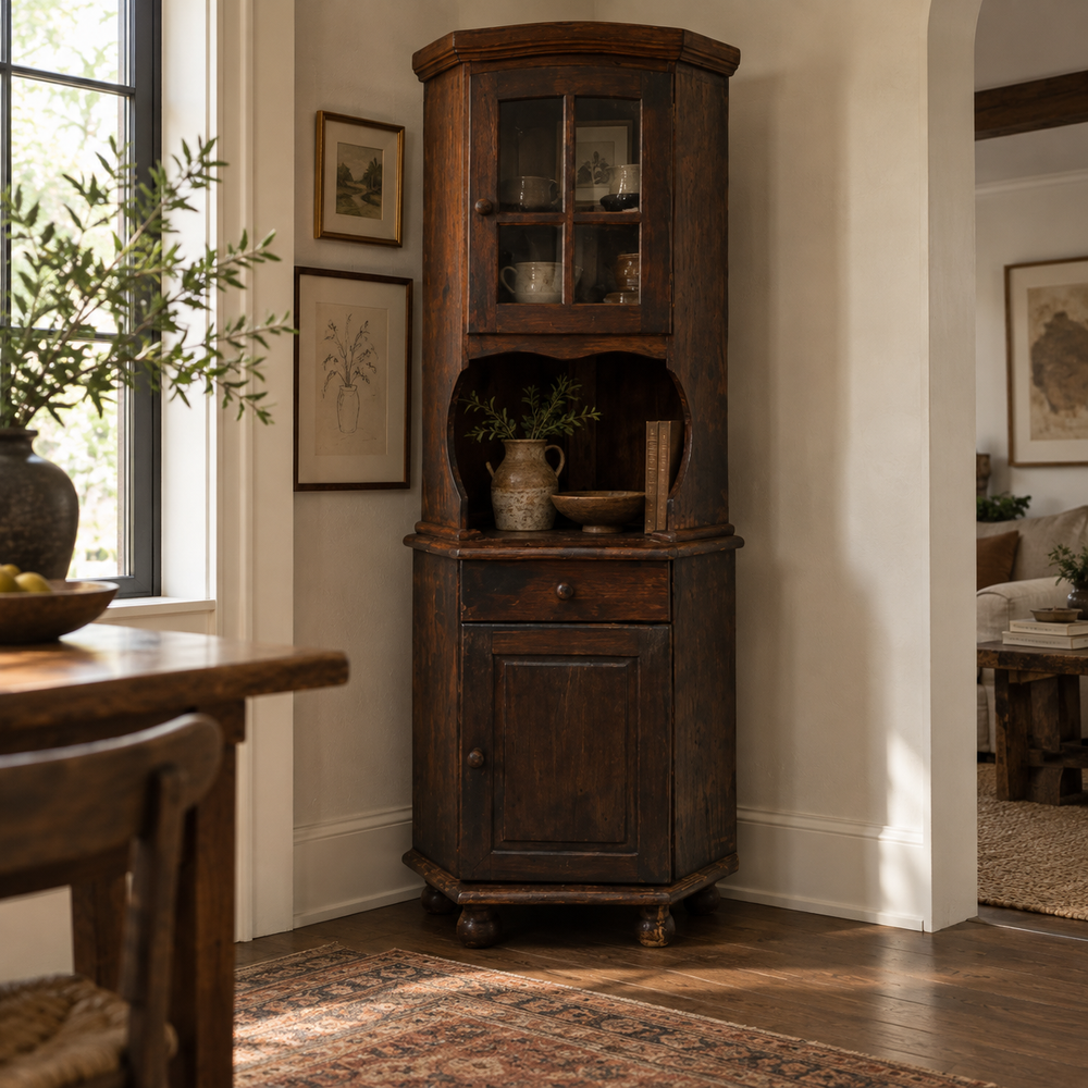 Vintage Wooden Corner Cabinet