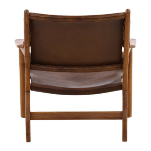 Leather and Teak Armchair