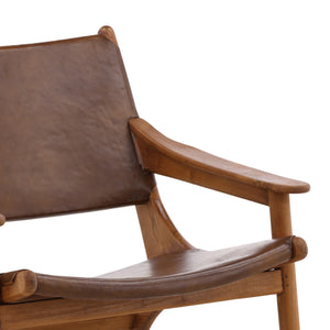 Leather and Teak Armchair
