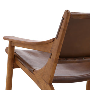 Leather and Teak Armchair