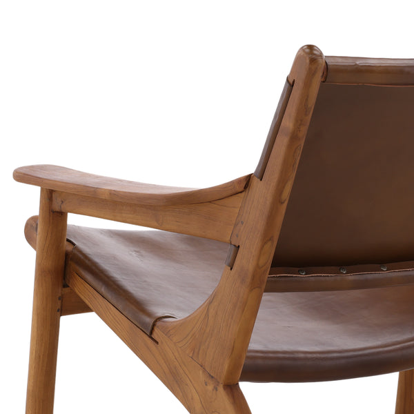 Leather and Teak Armchair