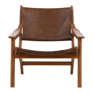 Leather and Teak Armchair