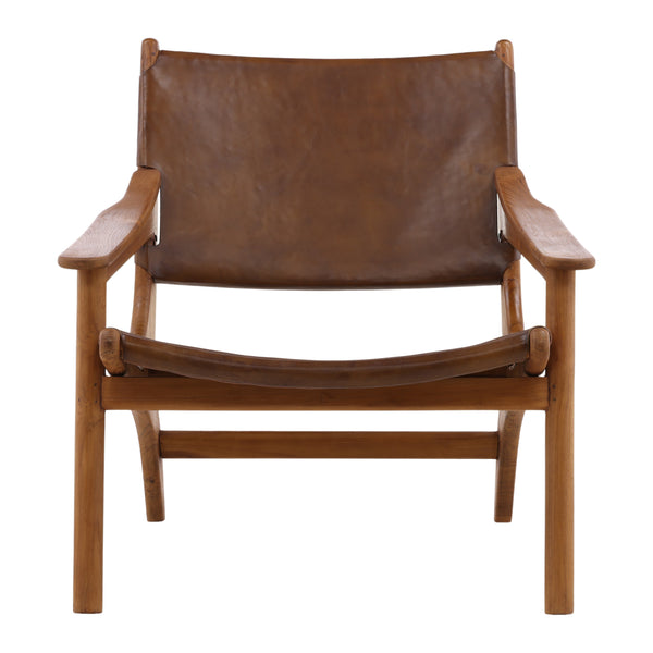 Leather and Teak Armchair
