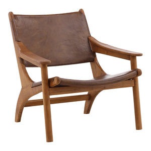 Leather and Teak Armchair