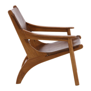 Leather and Teak Armchair