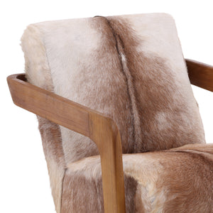 Goat Hide and Teak Arm Chair