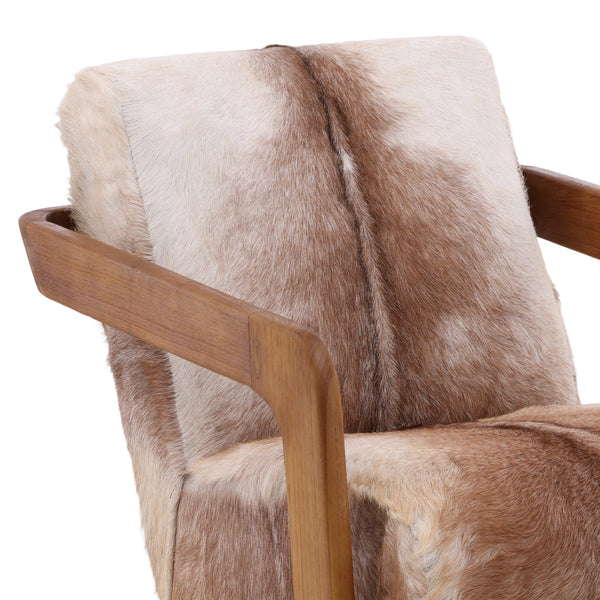 Goat Hide and Teak Arm Chair