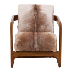 Goat Hide and Teak Arm Chair