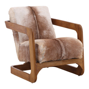 Goat Hide and Teak Arm Chair