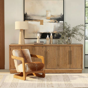 Goat Hide and Teak Arm Chair