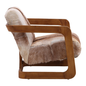 Goat Hide and Teak Arm Chair