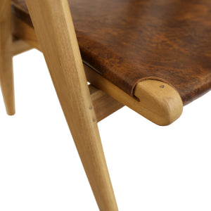 Leather and Teak Dining Chair