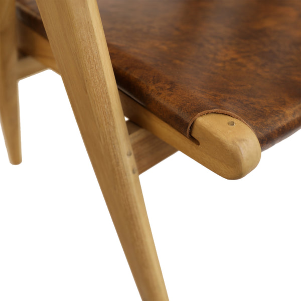 Leather and Teak Dining Chair