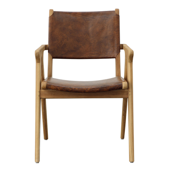 Leather and Teak Dining Chair