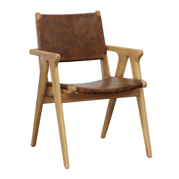 Leather and Teak Dining Chair