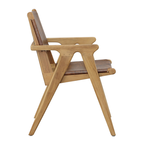 Leather and Teak Dining Chair