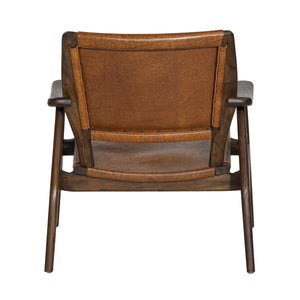 Leather and Teak Occasional Chair