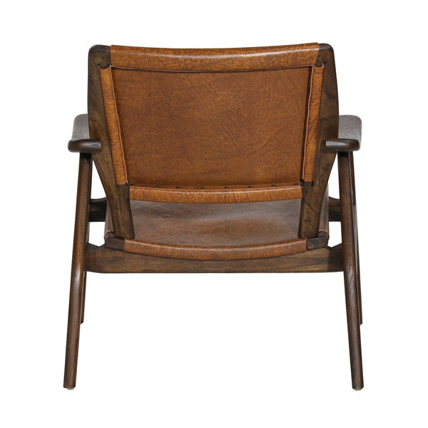 Leather and Teak Occasional Chair