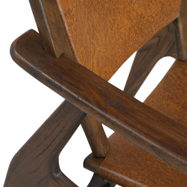 Leather and Teak Occasional Chair