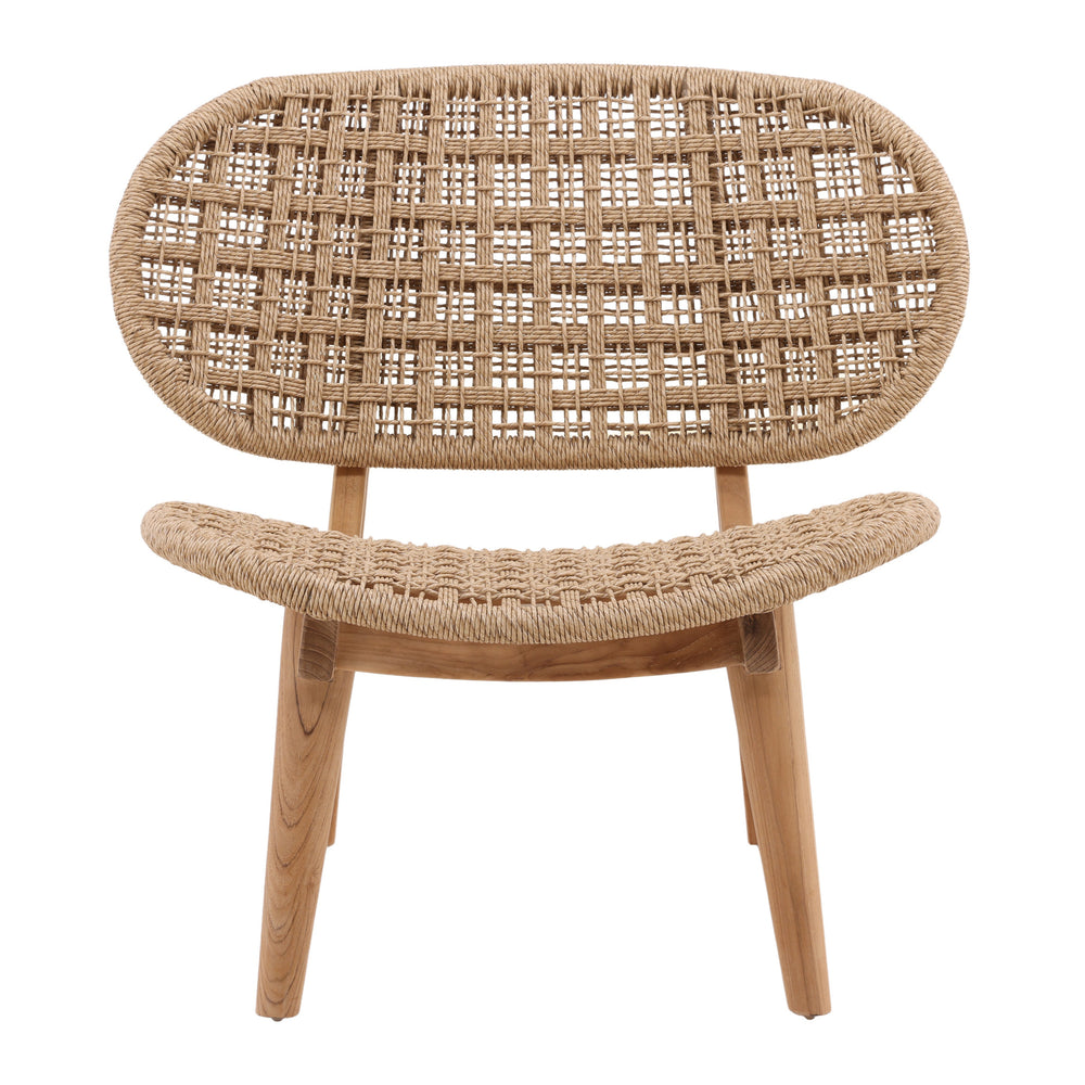 Wicker and Teak Outdoor Occasional Outdoor Chair