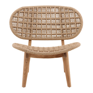 Wicker and Teak Outdoor Occasional Outdoor Chair