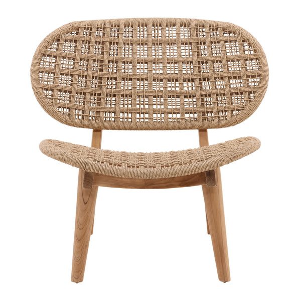 Wicker and Teak Outdoor Occasional Outdoor Chair
