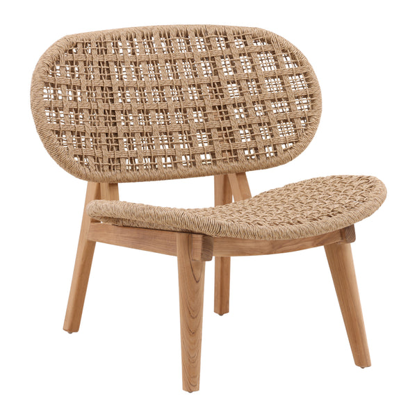 Wicker and Teak Outdoor Occasional Outdoor Chair