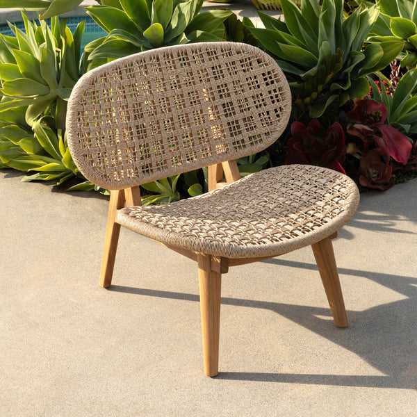 Wicker and Teak Outdoor Occasional Outdoor Chair