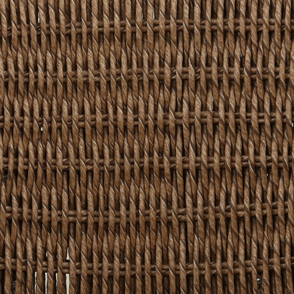 Light Brown Wicker and Teak Outdoor Dining Chair