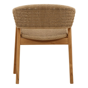Wicker and Teak Outdoor Dining Chair