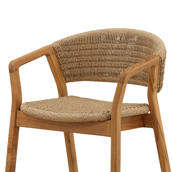 Wicker and Teak Outdoor Dining Chair